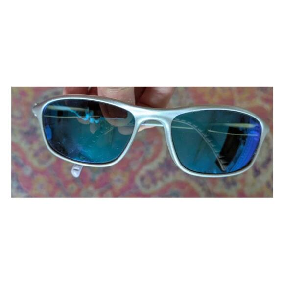 Ray-Ban RB2046 Cutters Sunglasses Silver Blue Mirror Wrap Rx Lenses w/ Case Y2K - Picture 4 of 9
